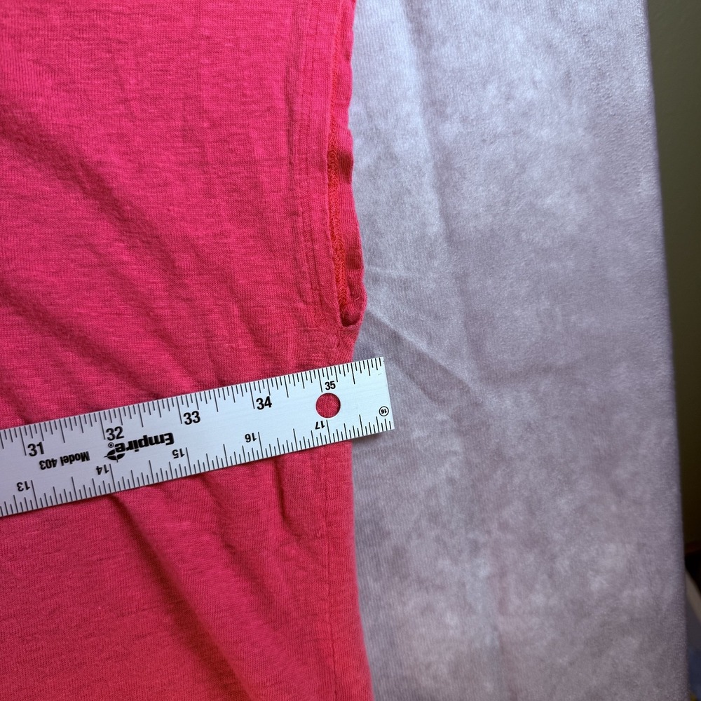 Eileen Fisher Shirt Women Coral Pink 100% Linen Cropped Boxy Short Sleeve Breezy - Picture 7 of 7
